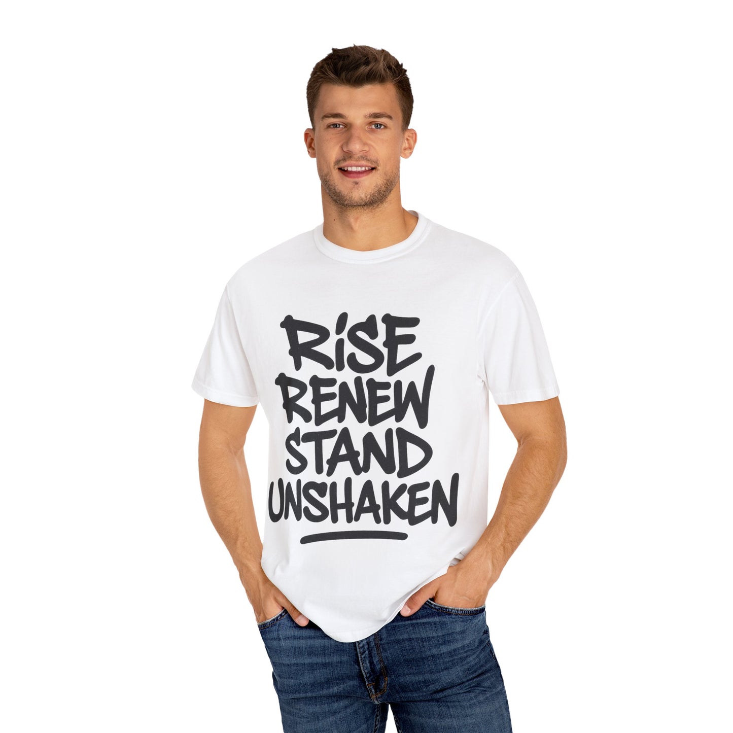 Inspiration T-Shirt: Rise Renew Stand Unshaken