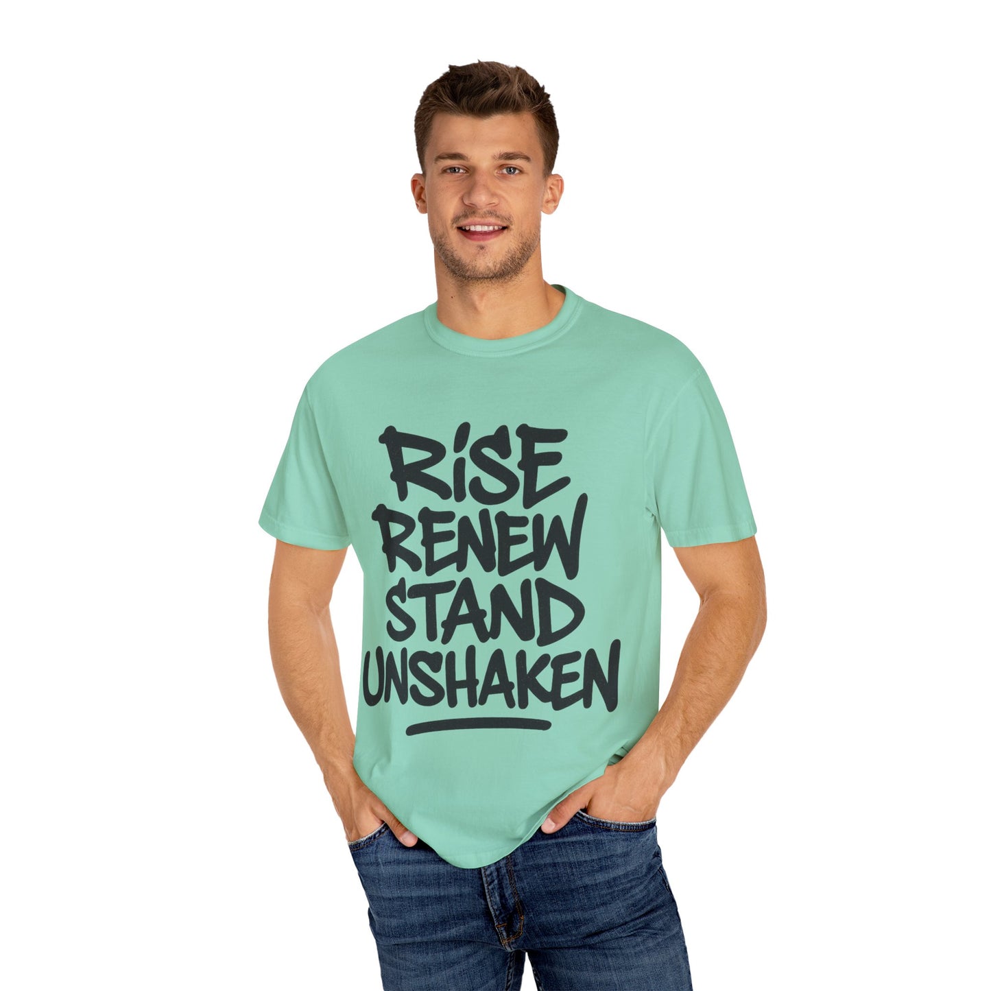 Inspiration T-Shirt: Rise Renew Stand Unshaken