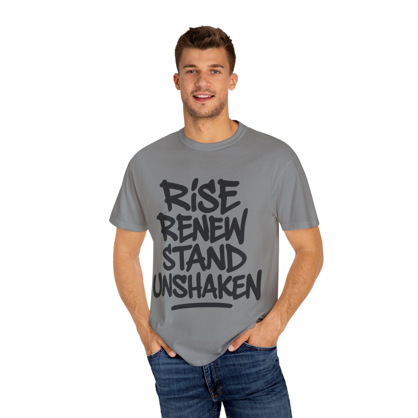 Inspiration T-Shirt: Rise Renew Stand Unshaken